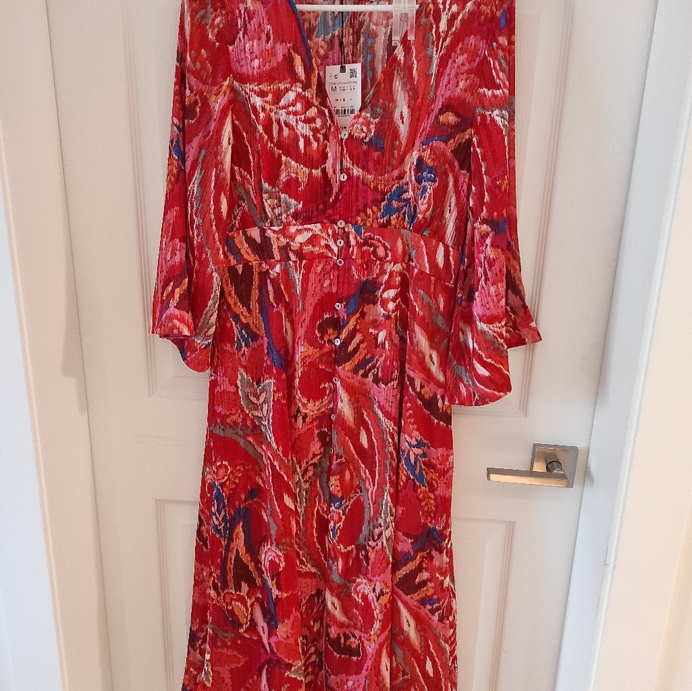 Zara floral chiffon dress